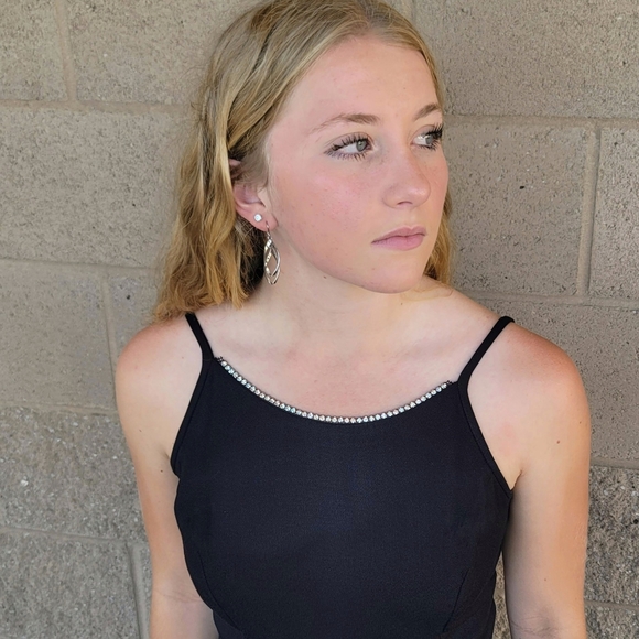 Vintage Gunnie Sax Jessica McClintock Crystal embellished Black Maxi Dress SZ 6 - Picture 12 of 16